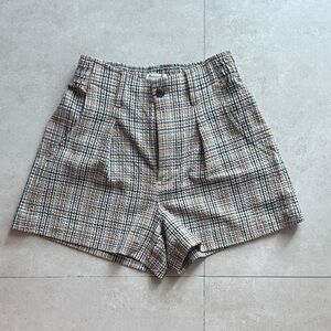 Madewell Plaid Seersucker High-Waisted Trouser Shorts